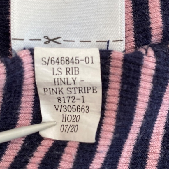 Pink and navy striped long sleeve Gap ribbed henley top size XXL - Picture 11 of 11